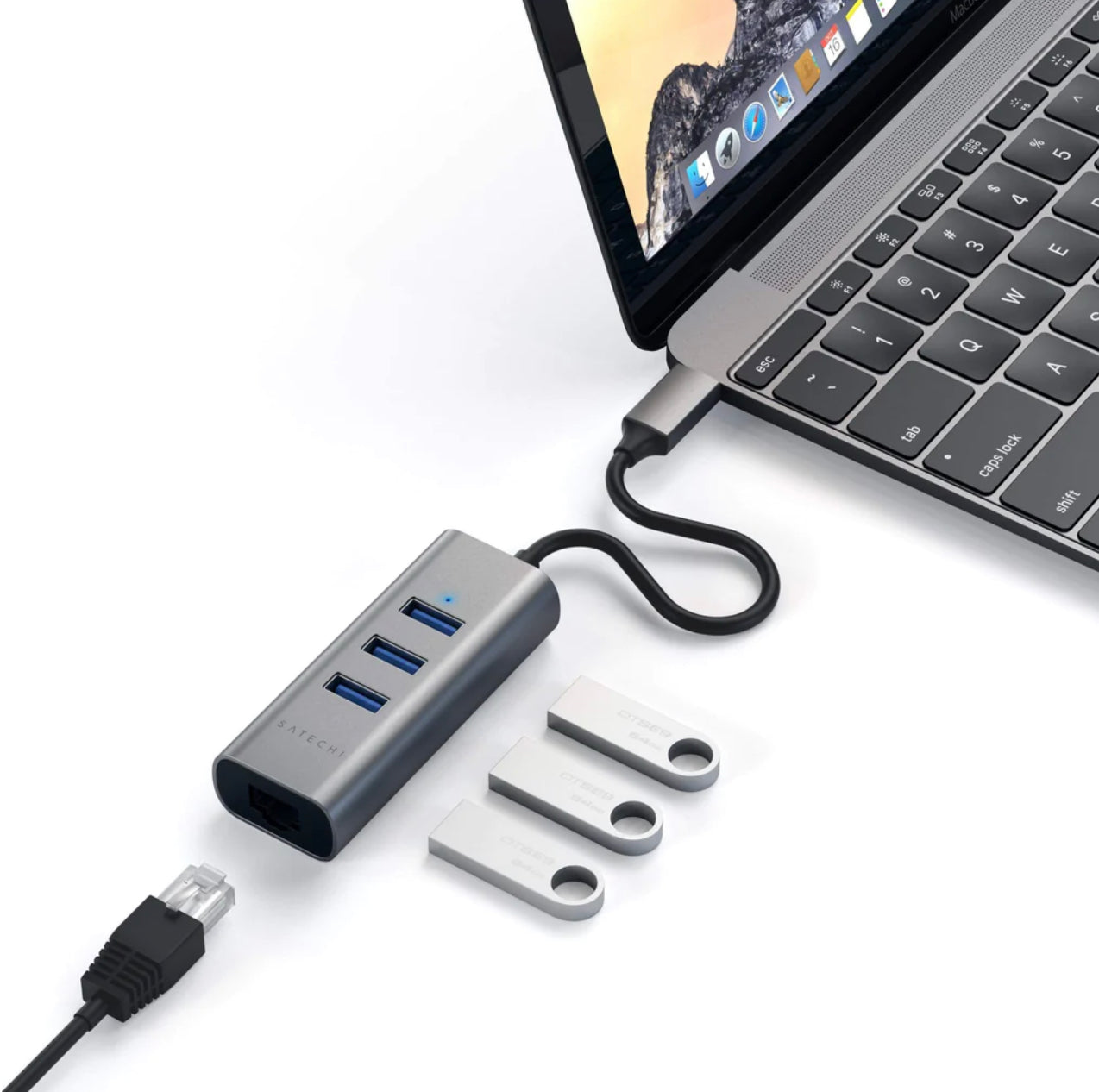 Satechi USB-C HUB Ethernet y x3 USB